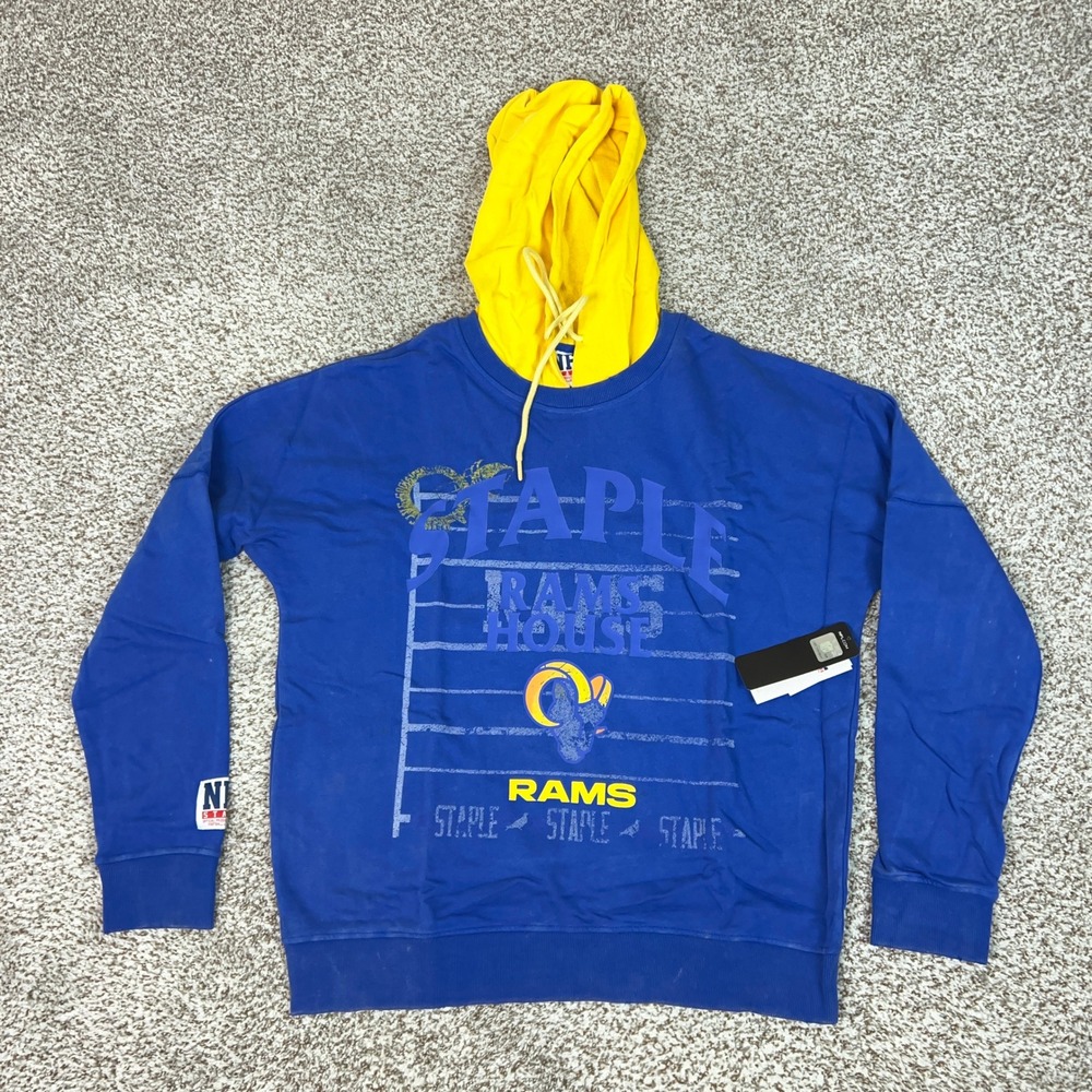 Los Angeles Rams Hoodie Mens Medium Staple NFL Blue Yellow Sports Sweatshirt